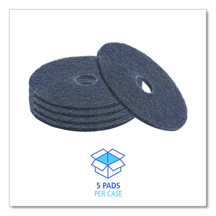 High Performance Stripping Floor Pads, 19" Diameter, Black, 5/Carton