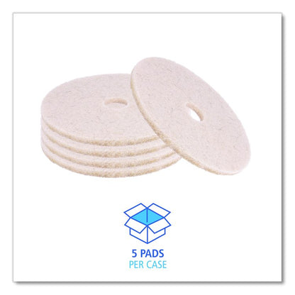 Natural Hog Hair Burnishing Floor Pads, 19" Diameter, Tan, 5/Carton