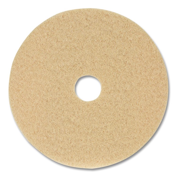 Burnishing Floor Pads, 19" Diameter, Tan, 5/Carton