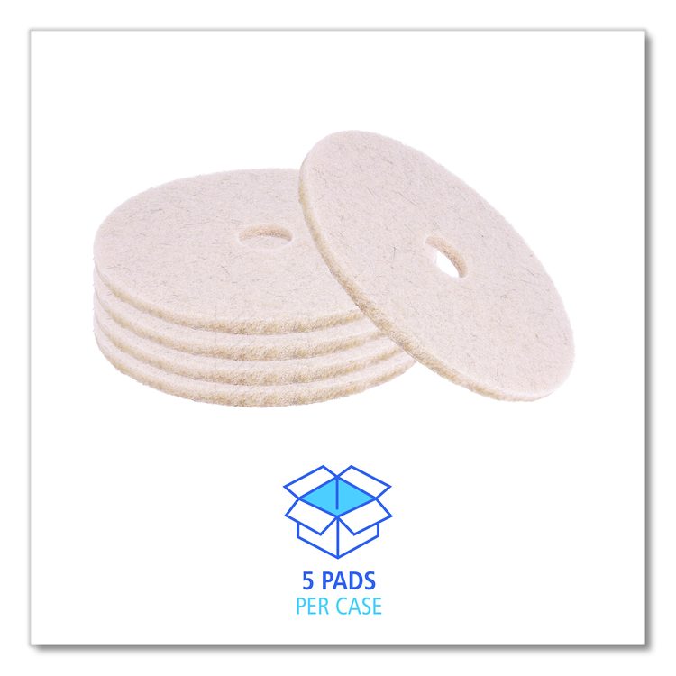Natural Hog Hair Burnishing Floor Pads, 21" Diameter, Tan, 5/Carton