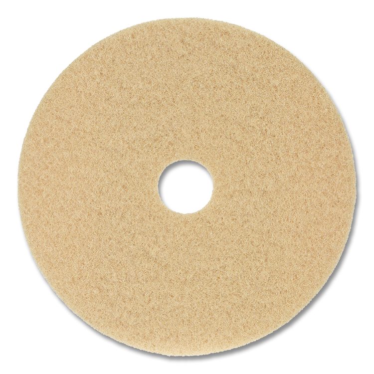Burnishing Floor Pads, 27" Diameter, Tan, 5/Carton