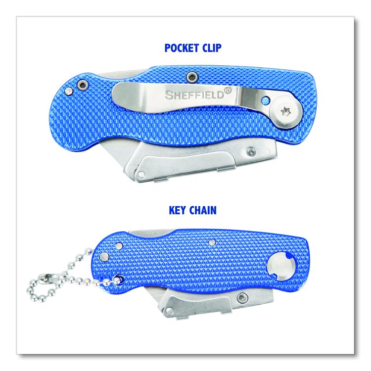 Folding Lock Back Utility Knife Set, 1 Standard, 1 Mini, Blue