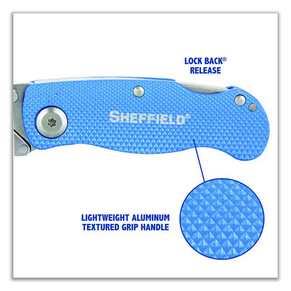 Folding Lock Back Utility Knife Set, 1 Standard, 1 Mini, Blue