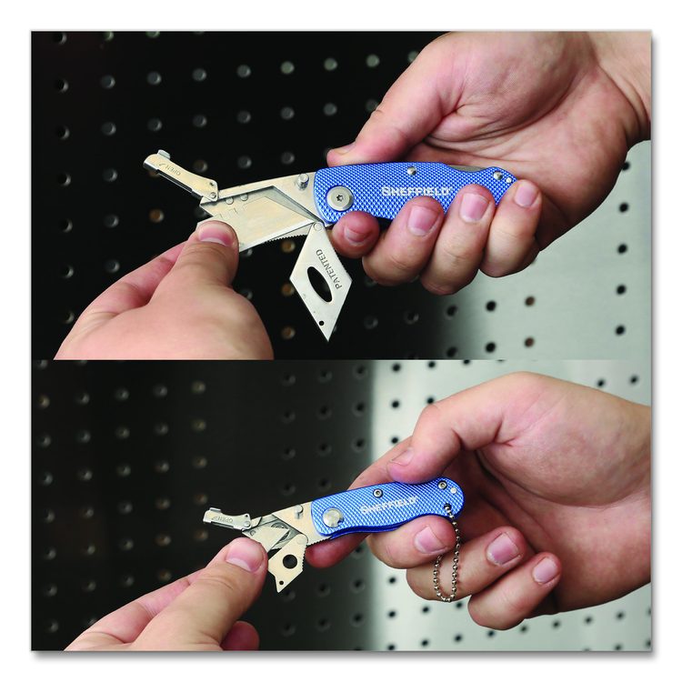 Folding Lock Back Utility Knife Set, 1 Standard, 1 Mini, Blue