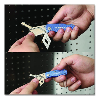 Folding Lock Back Utility Knife Set, 1 Standard, 1 Mini, Blue