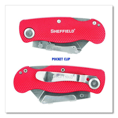 Quick Change Lock Back Utility Knife, 1.25" Blade, 3.5" Aluminum Handle, Red