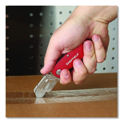 Quick Change Lock Back Utility Knife, 1.25" Blade, 3.5" Aluminum Handle, Red