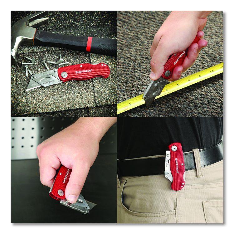 Quick Change Lock Back Utility Knife, 1.25" Blade, 3.5" Aluminum Handle, Red