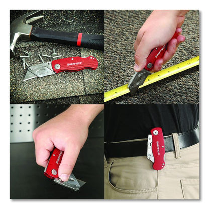 Quick Change Lock Back Utility Knife, 1.25" Blade, 3.5" Aluminum Handle, Red