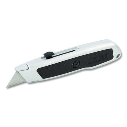 Retractable Utility Knife, 1.25" Blade, 3.5" Plastic Handle, Black/Gray