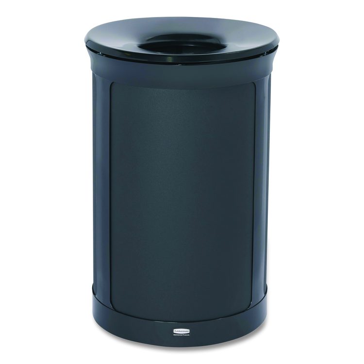ENHANCE Series Waste Receptacle, 33 gal, Metal, Jet Black Metallic