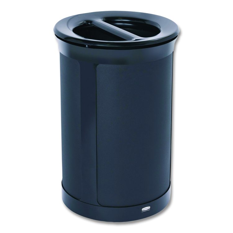 ENHANCE Series Waste Receptacle, Dual Top Hole, 23 gal, Metal, Jet Black Metallic