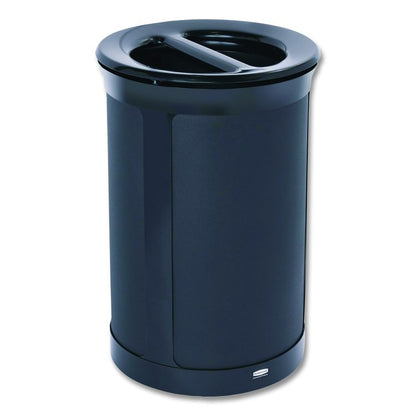 ENHANCE Series Waste Receptacle, Dual Top Hole, 23 gal, Metal, Jet Black Metallic