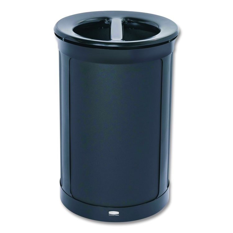 ENHANCE Series Waste Receptacle, Dual Top Hole, 23 gal, Metal, Jet Black Metallic