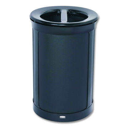 ENHANCE Series Waste Receptacle, Dual Top Hole, 23 gal, Metal, Jet Black Metallic