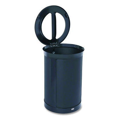 ENHANCE Series Waste Receptacle, Dual Top Hole, 23 gal, Metal, Jet Black Metallic