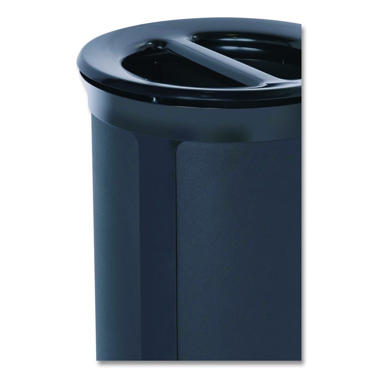 ENHANCE Series Waste Receptacle, Dual Top Hole, 23 gal, Metal, Jet Black Metallic