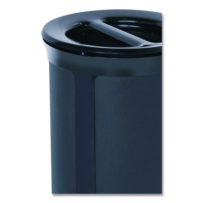 ENHANCE Series Waste Receptacle, Dual Top Hole, 23 gal, Metal, Jet Black Metallic