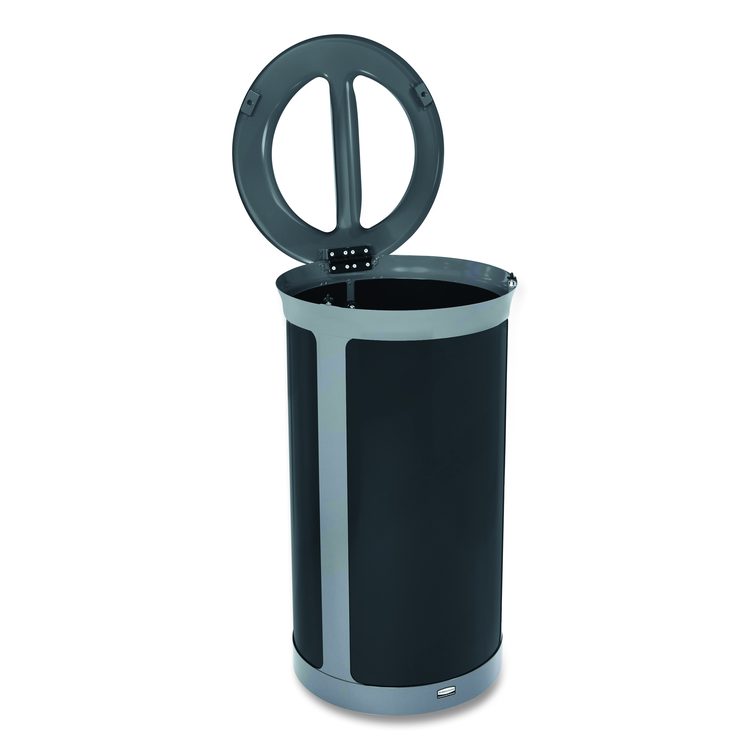 ENHANCE Series Waste Receptacle, Dual Top Hole, 33 gal, Metal, Pearl Gray/Umbra Gray