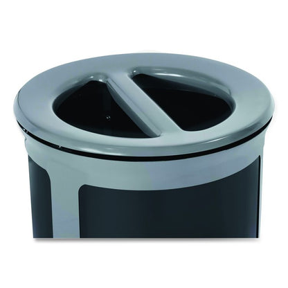 ENHANCE Series Waste Receptacle, Dual Top Hole, 33 gal, Metal, Pearl Gray/Umbra Gray