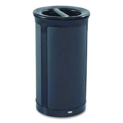 ENHANCE Series Waste Receptacle, Dual Top Hole, 33 gal, Metal, Jet Black Metallic