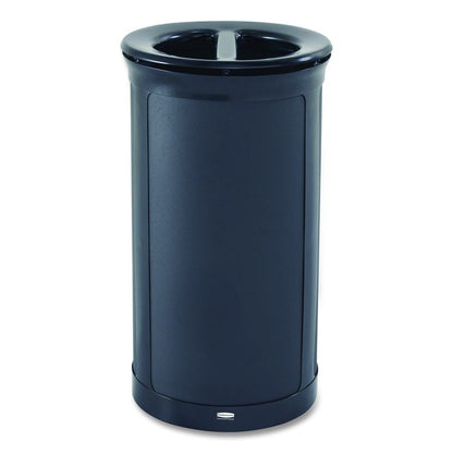ENHANCE Series Waste Receptacle, Dual Top Hole, 33 gal, Metal, Jet Black Metallic