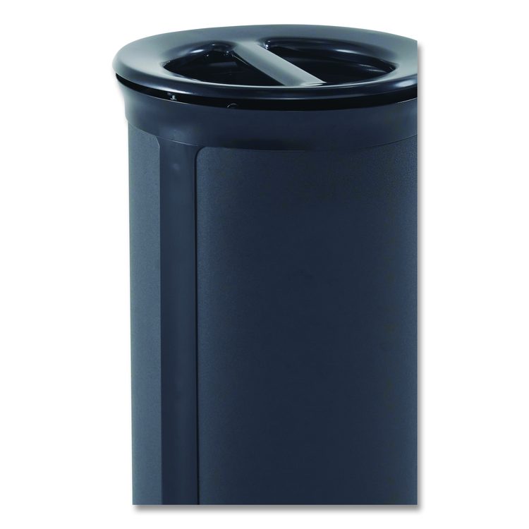 ENHANCE Series Waste Receptacle, Dual Top Hole, 33 gal, Metal, Jet Black Metallic