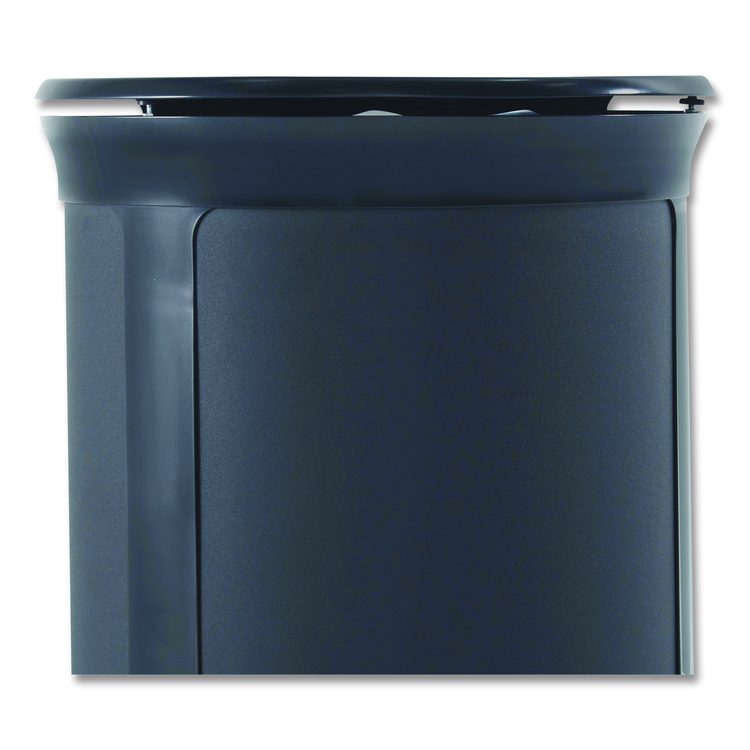 ENHANCE Series Waste Receptacle, Dual Top Hole, 33 gal, Metal, Jet Black Metallic