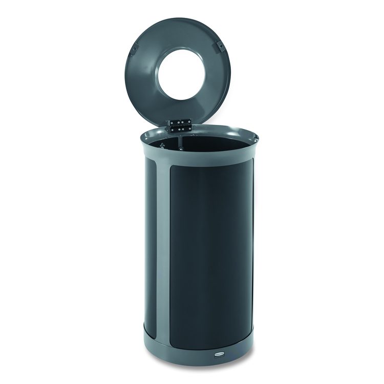ENHANCE Series Waste Receptacle, 33 gal, Metal, Pearl Gray/Umbra Gray