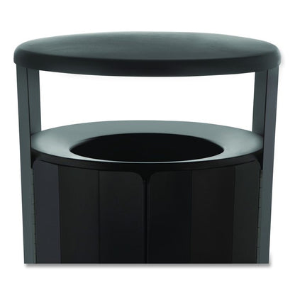 RESIST Round Waste Container, 45 gal, Metal, Textured Black/Black Gloss
