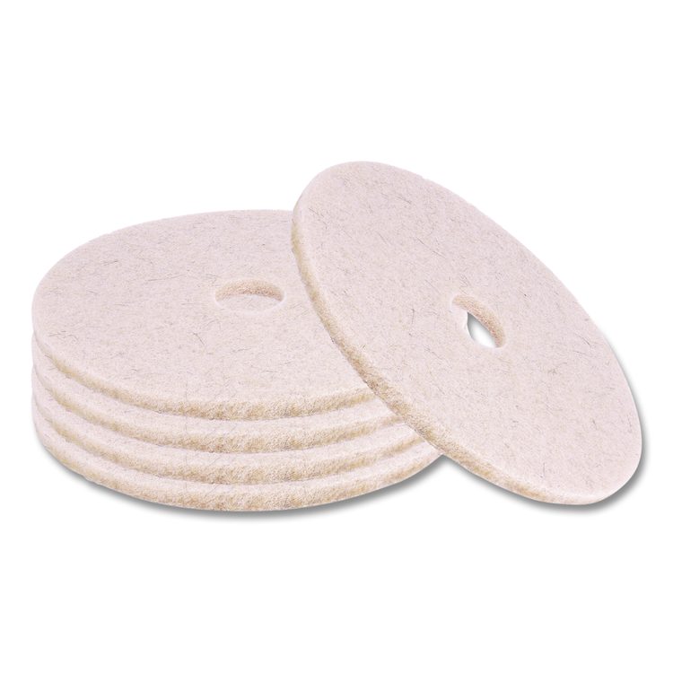 Natural Hog Hair Burnishing Floor Pads, 17" Diameter, Tan, 5/Carton