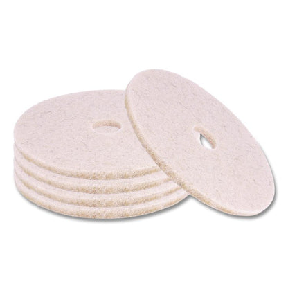 Natural Hog Hair Burnishing Floor Pads, 17" Diameter, Tan, 5/Carton