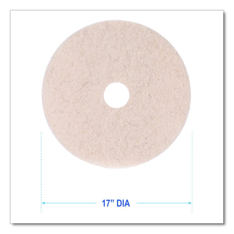 Natural Hog Hair Burnishing Floor Pads, 17" Diameter, Tan, 5/Carton