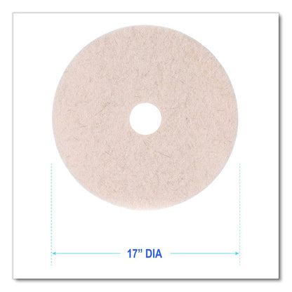 Natural Hog Hair Burnishing Floor Pads, 17" Diameter, Tan, 5/Carton