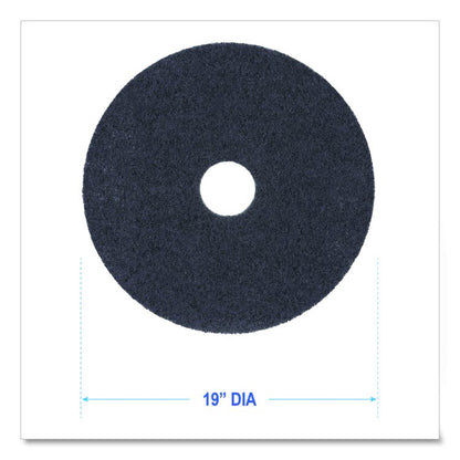 High Performance Stripping Floor Pads, 19" Diameter, Black, 5/Carton