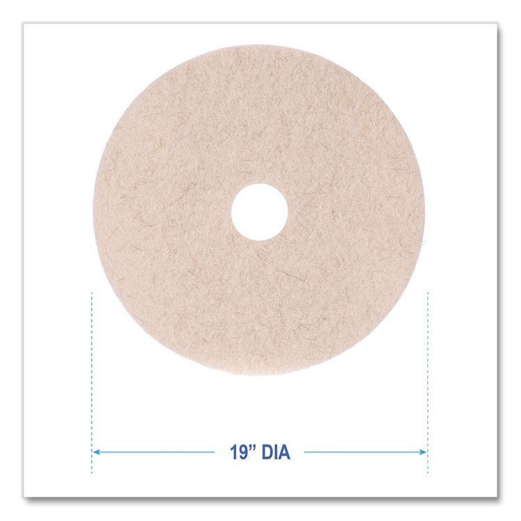 Natural Hog Hair Burnishing Floor Pads, 19" Diameter, Tan, 5/Carton