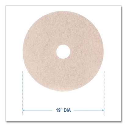 Natural Hog Hair Burnishing Floor Pads, 19" Diameter, Tan, 5/Carton