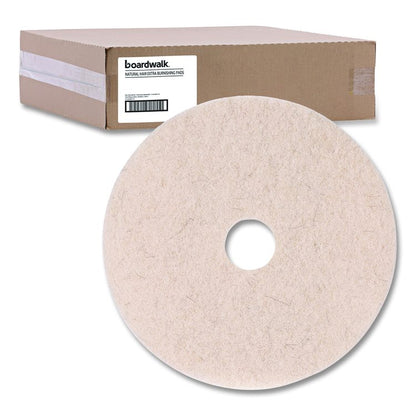 Natural Hog Hair Burnishing Floor Pads, 19" Diameter, Tan, 5/Carton