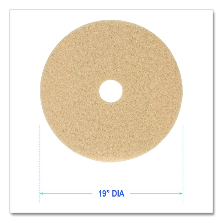 Burnishing Floor Pads, 19" Diameter, Tan, 5/Carton