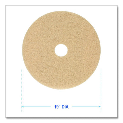 Burnishing Floor Pads, 19" Diameter, Tan, 5/Carton