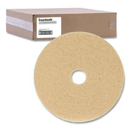 Burnishing Floor Pads, 19" Diameter, Tan, 5/Carton