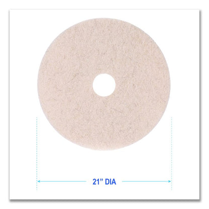 Natural Hog Hair Burnishing Floor Pads, 21" Diameter, Tan, 5/Carton
