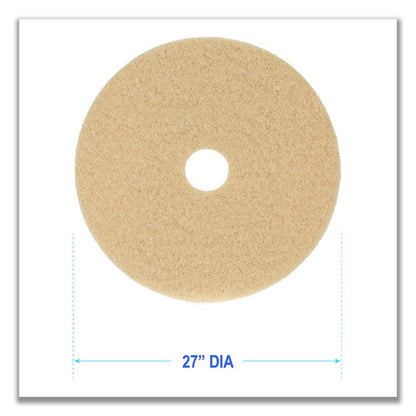 Burnishing Floor Pads, 27" Diameter, Tan, 5/Carton