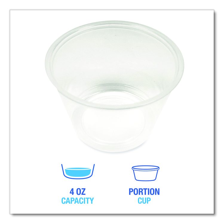 Souffle/Portion Cups, 4 oz, Plastic, Translucent, 2,500/Carton