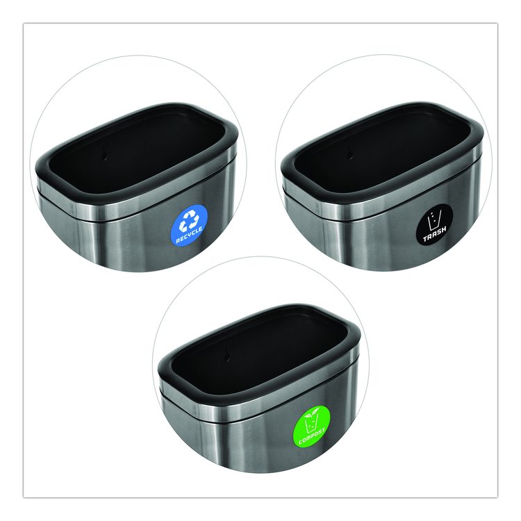 10.5 Gallon Recycle, Trash and Compost Combo Station, Brushed Stainless Steel
