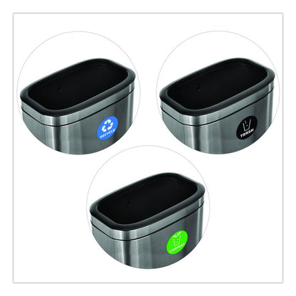 10.5 Gallon Recycle, Trash and Compost Combo Station, Brushed Stainless Steel