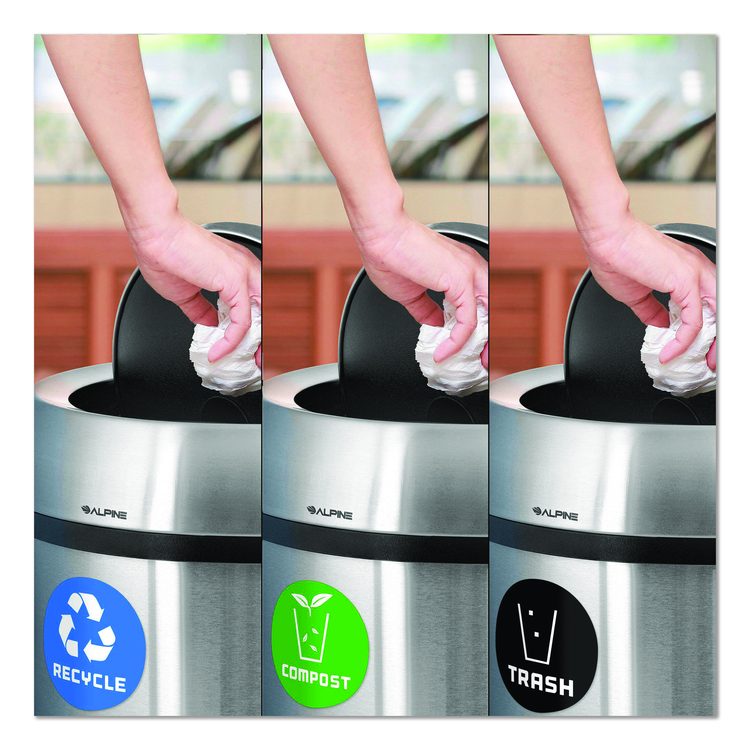 17 Gallon Stainless Steel Indoor Recycling, Trash and Compost Bins with Swivel Lid