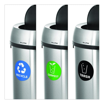 17 Gallon Stainless Steel Indoor Recycling, Trash and Compost Bins with Swivel Lid