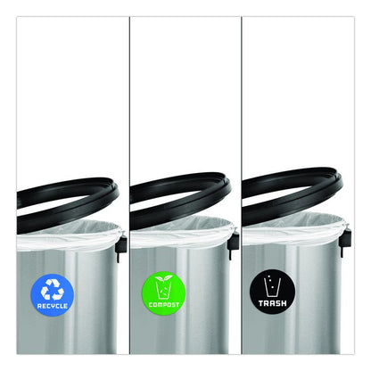 17 Gallon Stainless Steel Indoor Recycling, Trash and Compost Bins with Swivel Lid