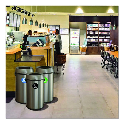 17 Gallon Stainless Steel Open Top Recycling, Trash and Compost Station